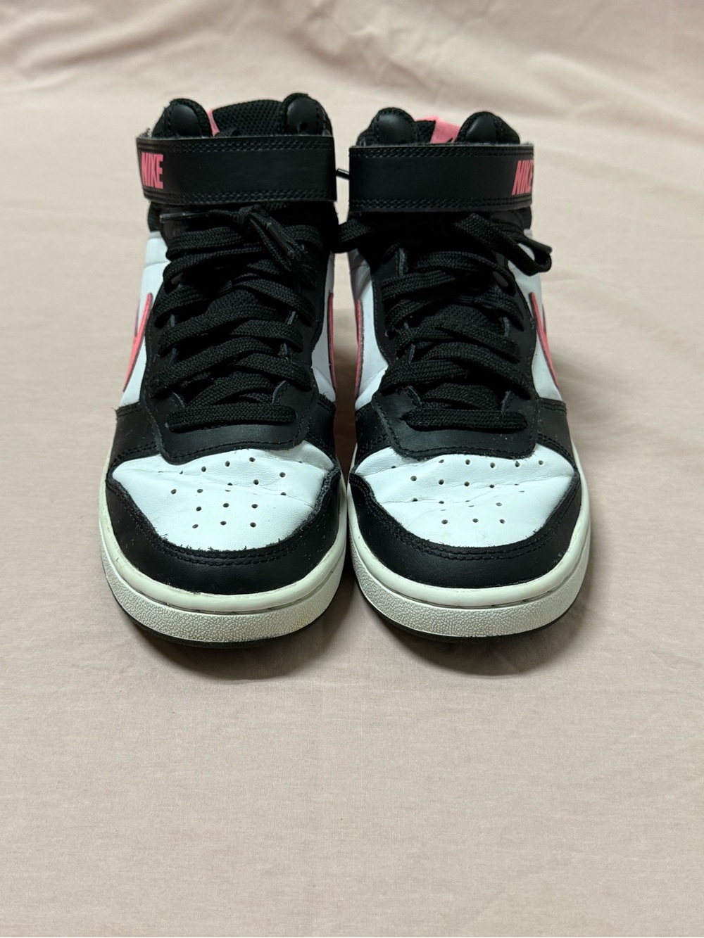 Nike Kids High-Top Sneakers in Black White Pink Accent